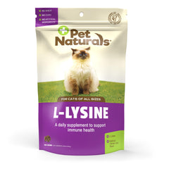 Pet Naturals Lysine para Gatos: empaque práctico para dosis diarias.