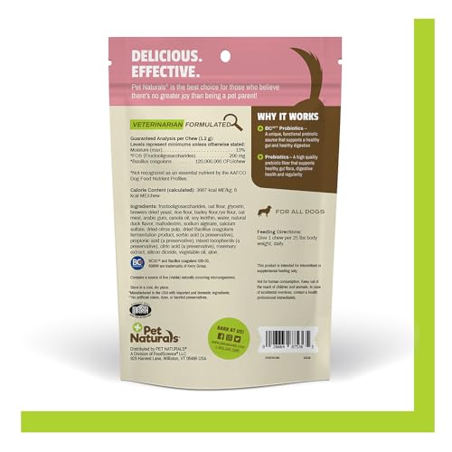 Chicles suaves de Pet Naturals Probiotics para uso diario, apoyo digestivo suave.