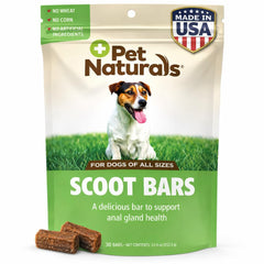 Pet Naturals Scoot Bars sabor pato, fácil de masticar, apoya digestión y heces firmes.
