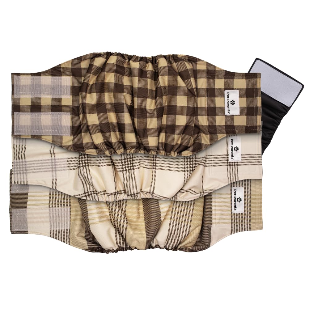 Bandas lavables Pet Parents para perros machos, pack de tres, ideal para entrenamiento y viajes.