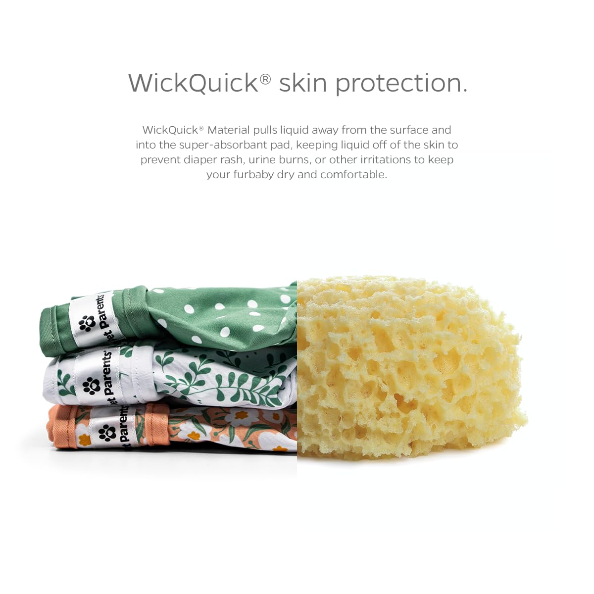Pañales lavables Pet Parents Daisy con interior absorbente WickQuick para mayor comodidad diaria.