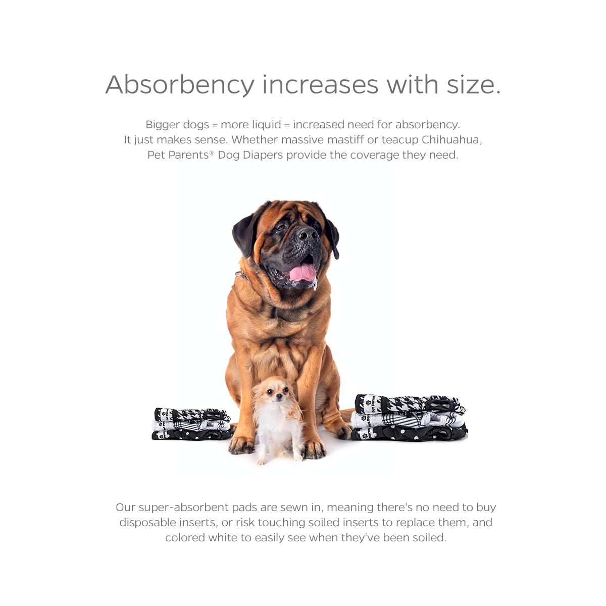 Pañales Pet Parents con sistema absorbente WickQuick para mayor sequedad