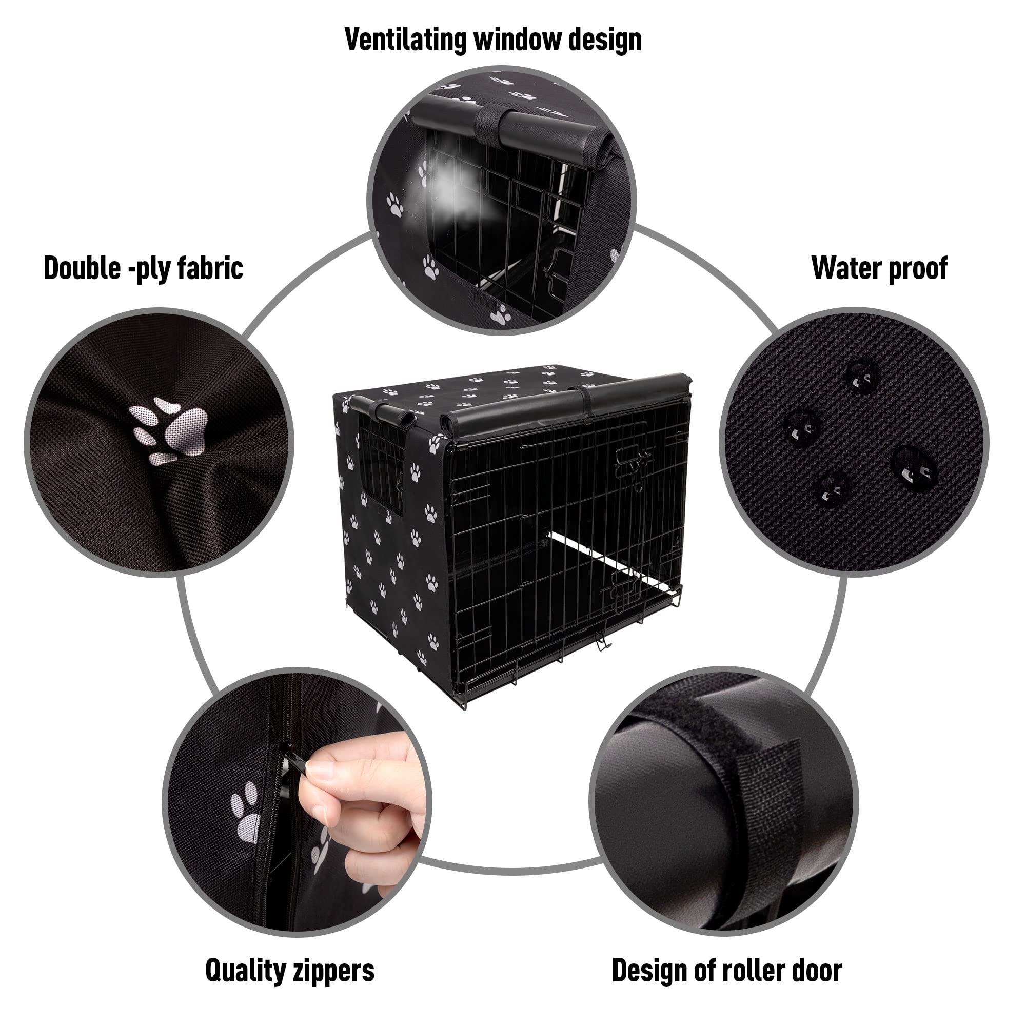 Pet Prime cubre jaula con 4 puertas, aberturas ajustables para cualquier ángulo.