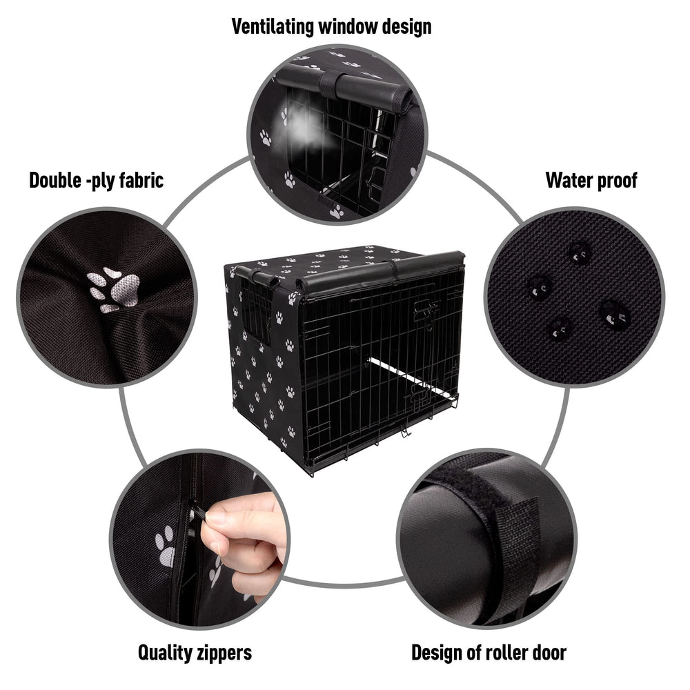 Pet Prime cubre jaula con 4 puertas, aberturas ajustables para cualquier ángulo.