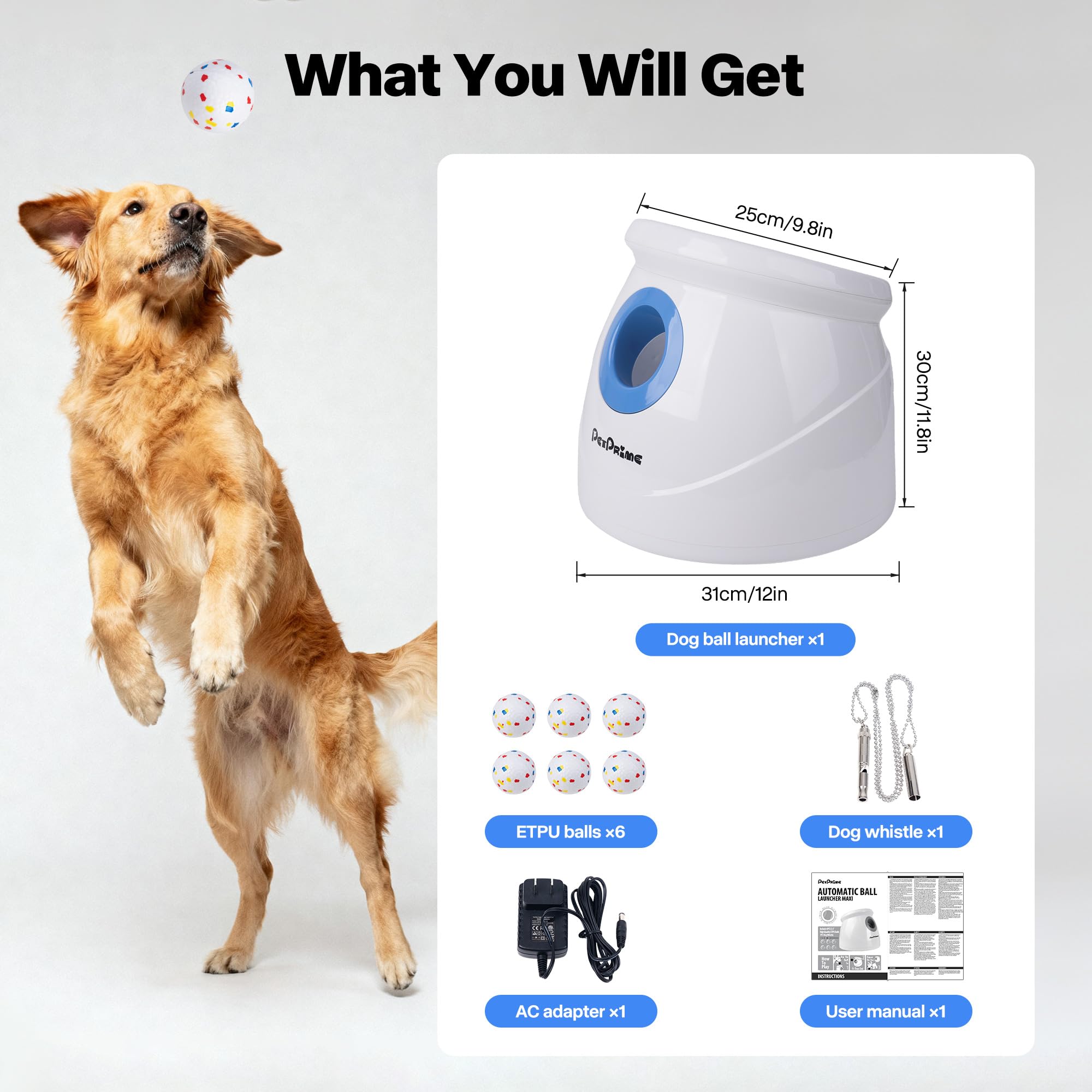 Pet Prime silbato incluido para entrenamiento y señales durante el juego.