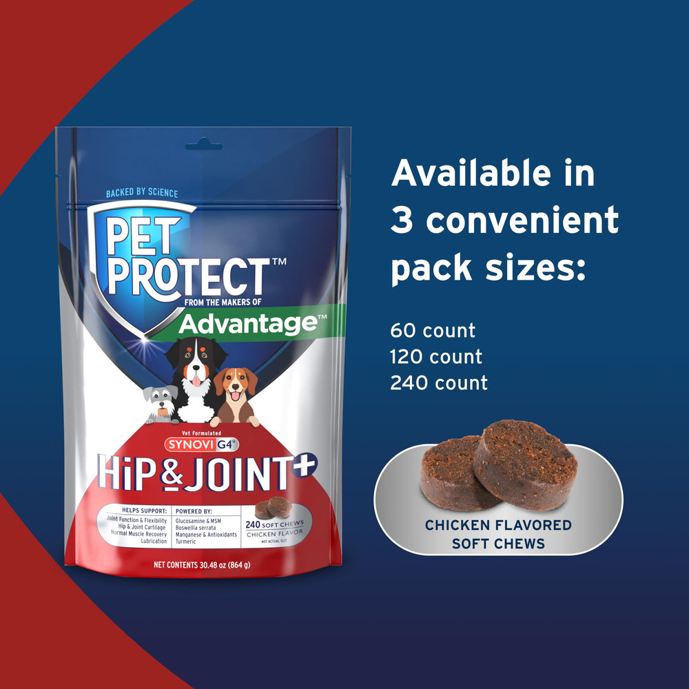 Pet Protect Hip & Joint+ dar chuche; administración simple durante la comida.