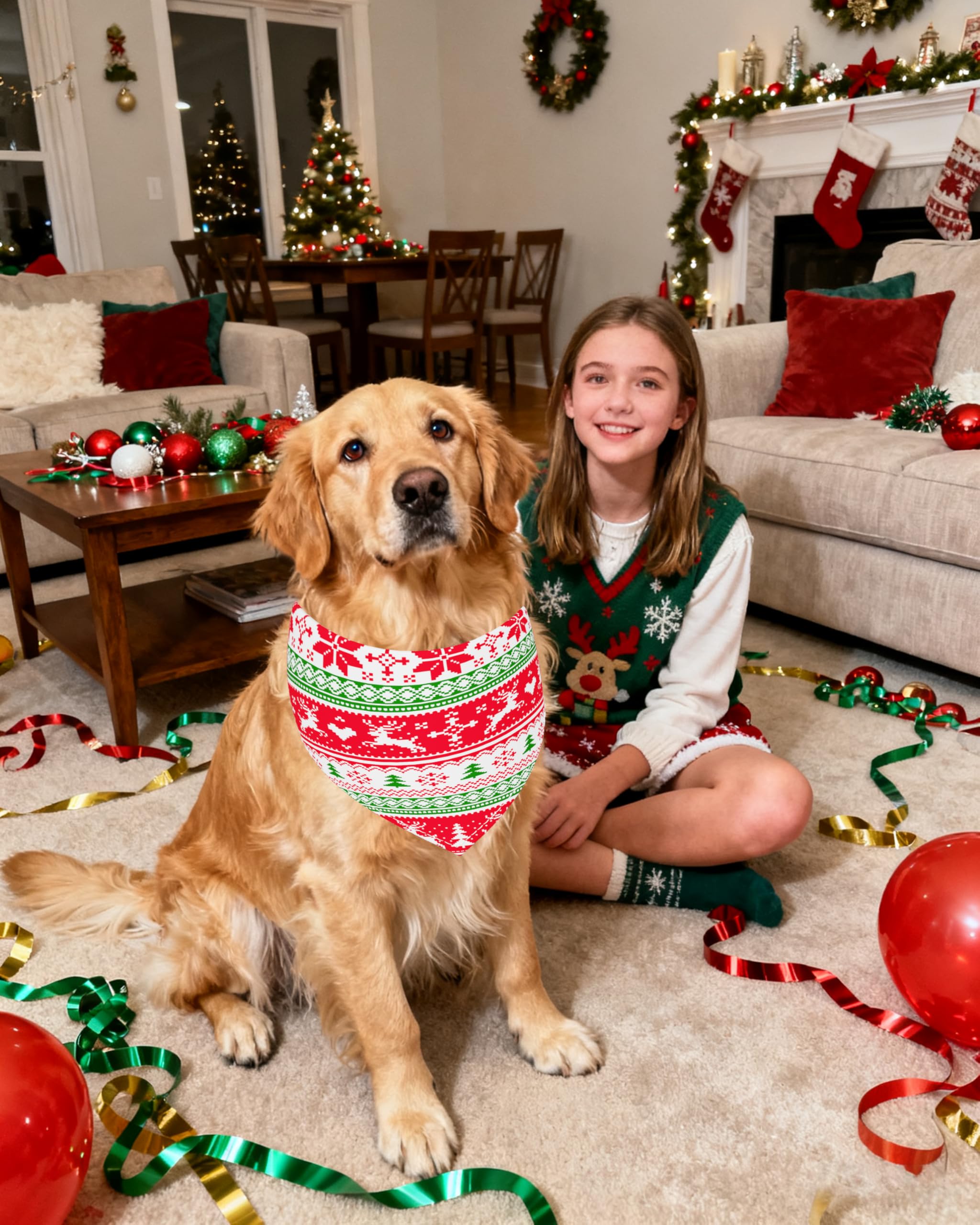 PET SHOW bandanas con colores rojo verde dorado para ocasiones festivas