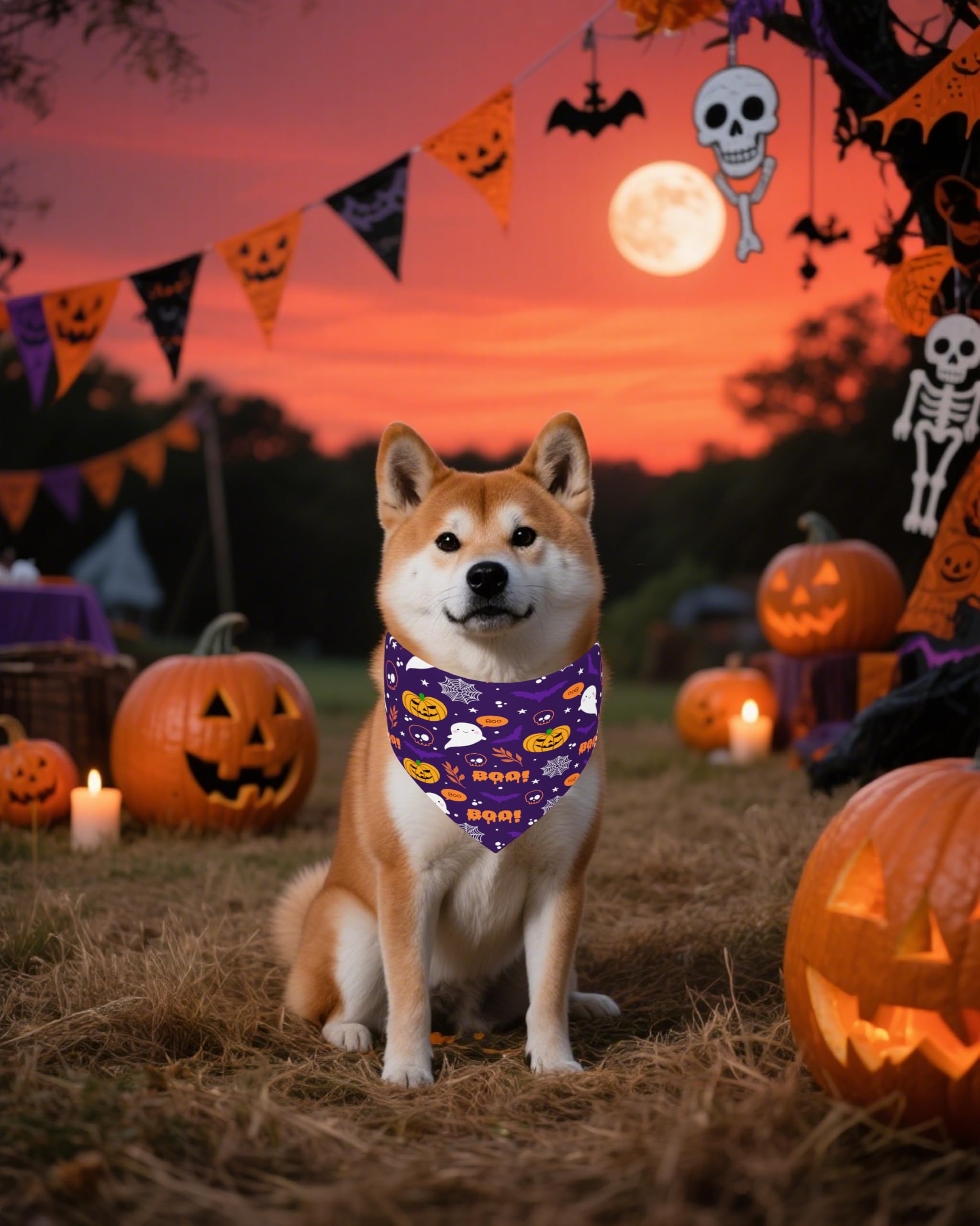 PET SHOW bandanas Halloween multicolores, sin costura, para looks festivos y fáciles de identificar.