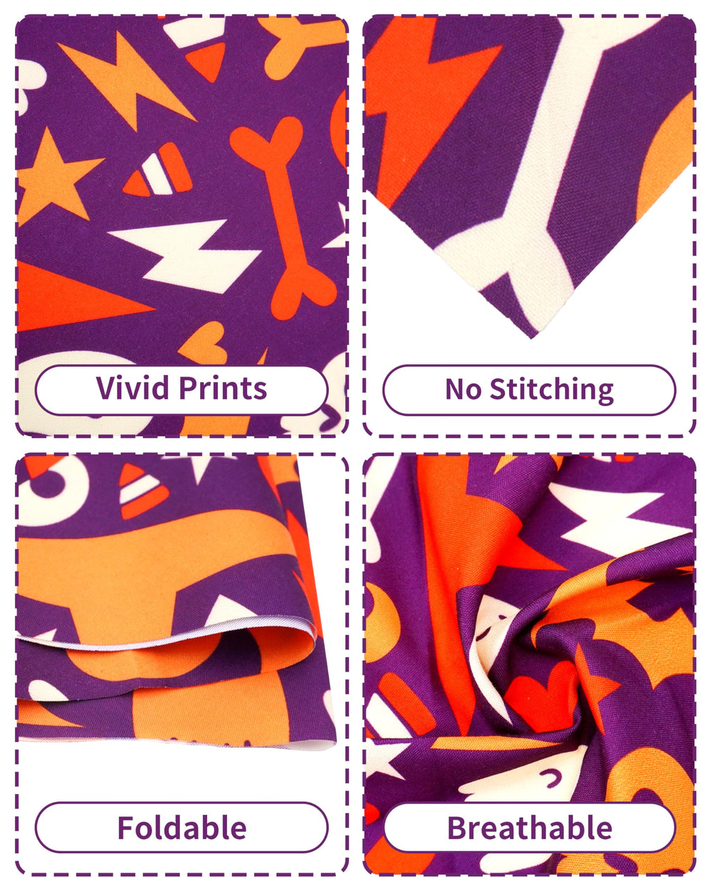PET SHOW bandanas Halloween con motivo hueso, sin costura, para paseos y juegos.