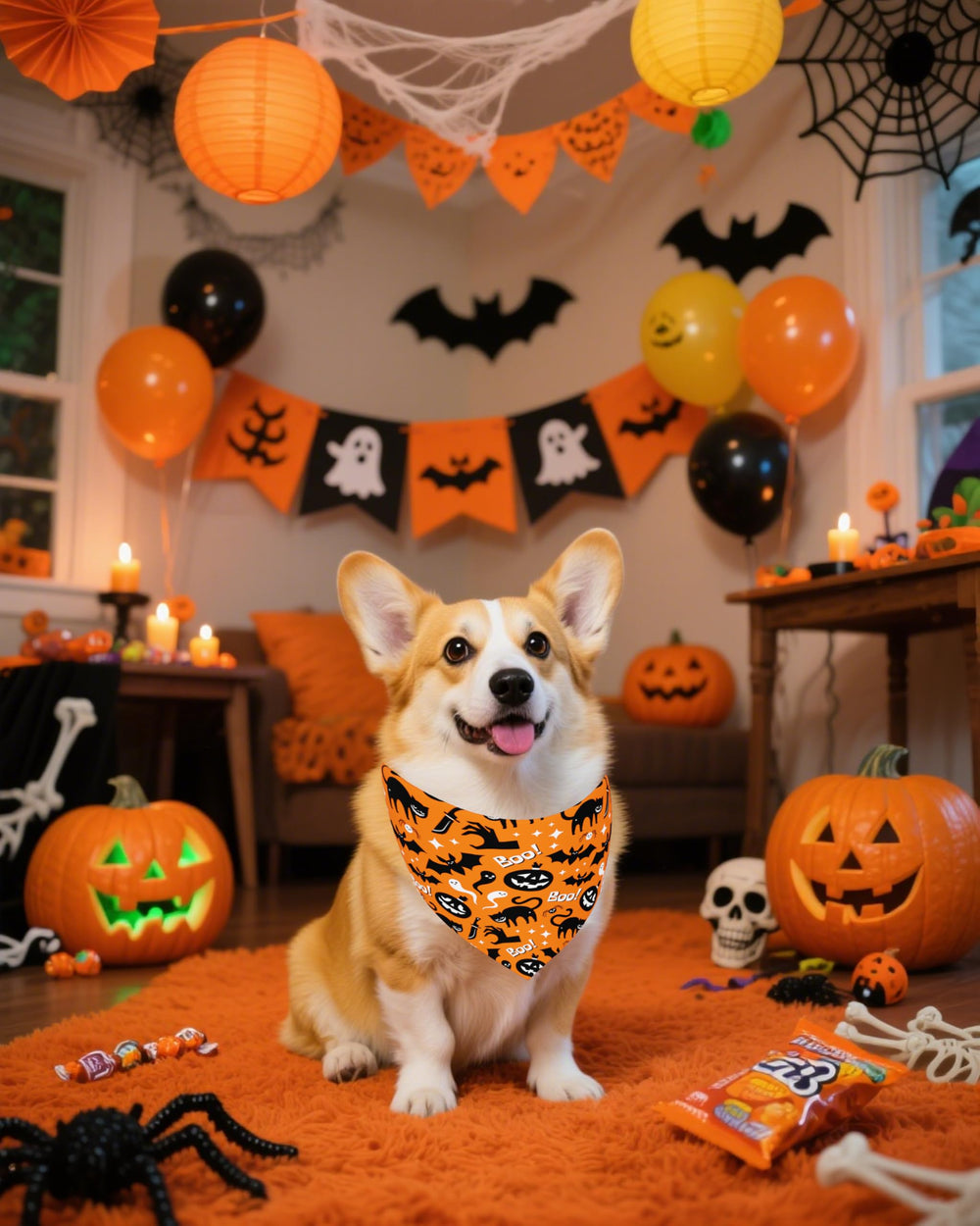 PET SHOW bandanas Halloween tamaño mediano, sin costura, aptas para perros pequeños y medianos.