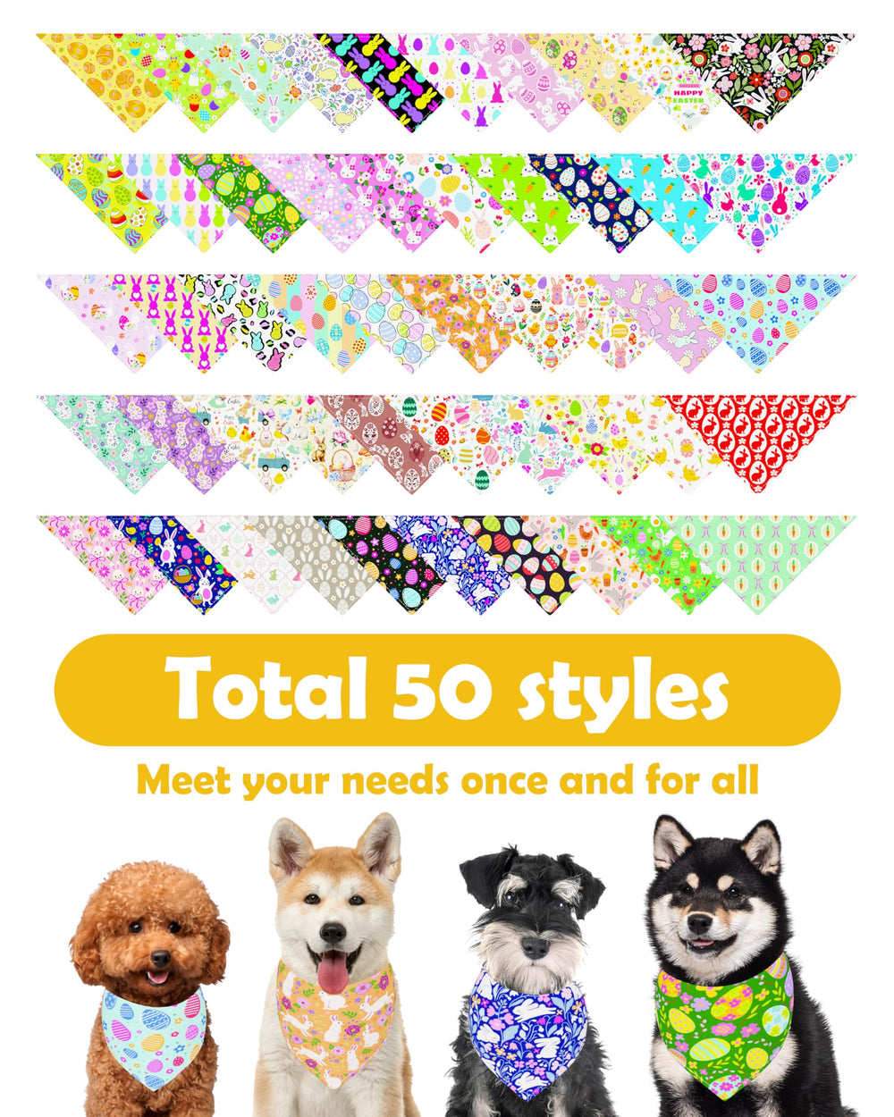 Bandana de Pascua PET SHOW para perros: lavado fácil y secado rápido