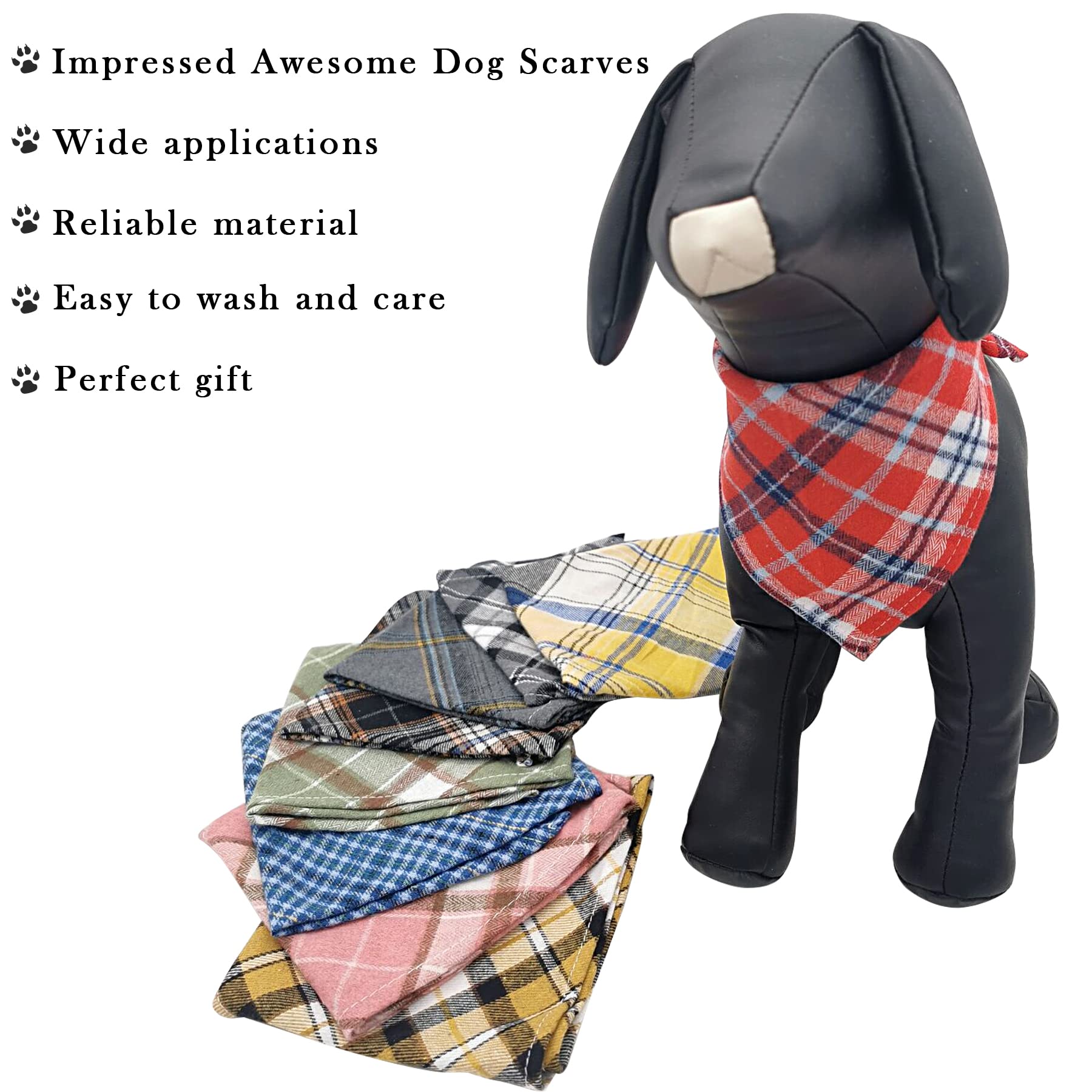 PET SHOW bandanas plaid en conjunto para fotos, colores variados.