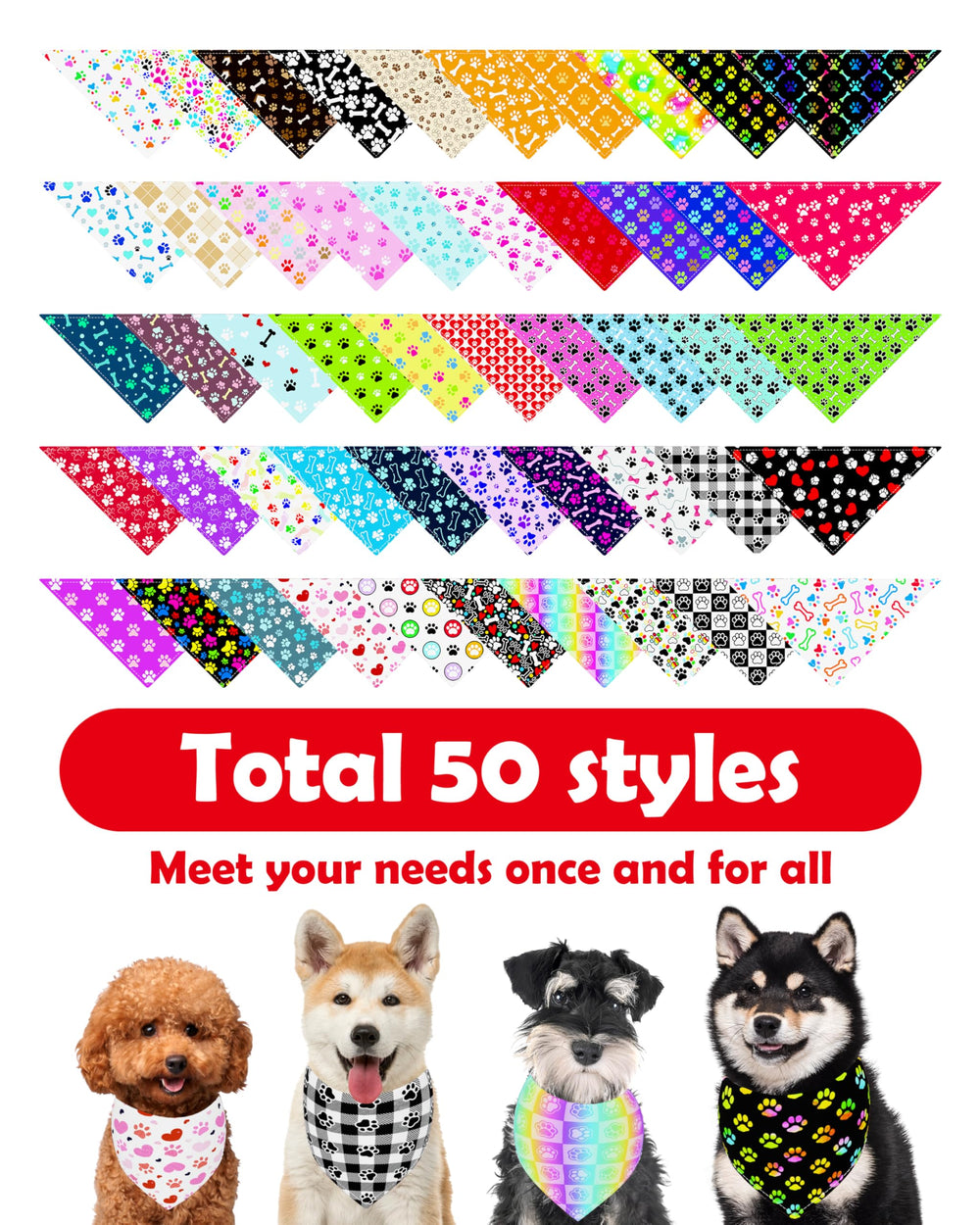 PET SHOW bandanas talla ajustable: se adaptan al cuello con comodidad.