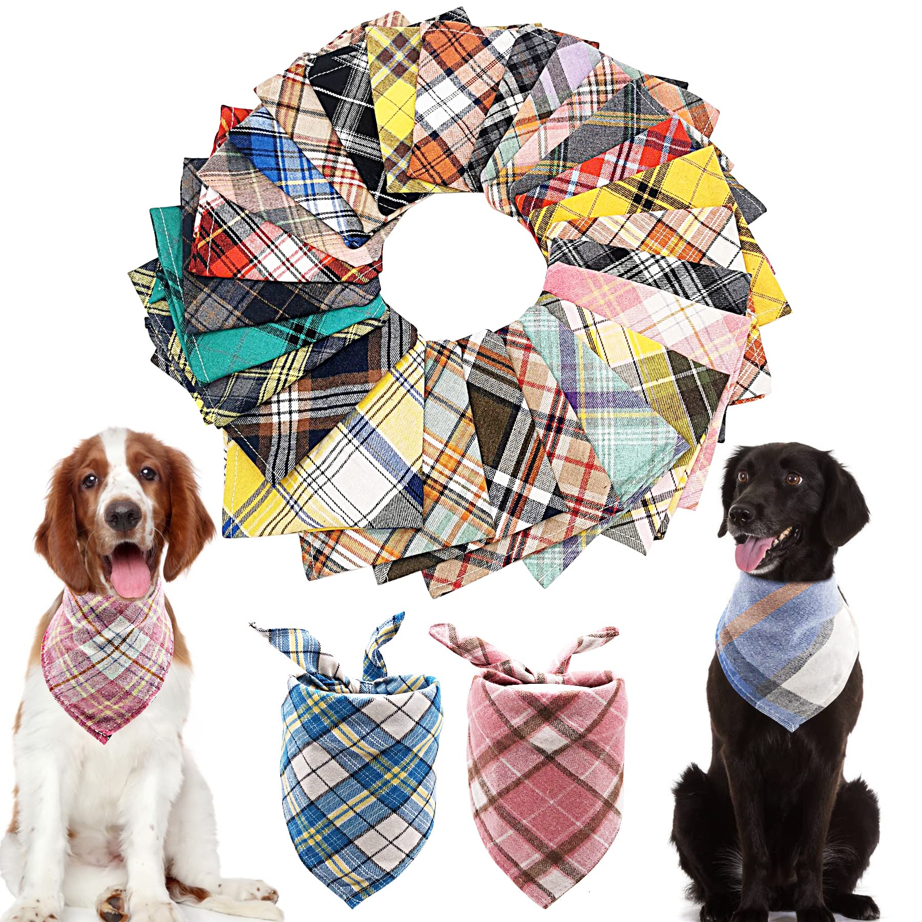 PET SHOW bandanas triangulares plaid para perros, accesorio elegante para cada ocasión.
