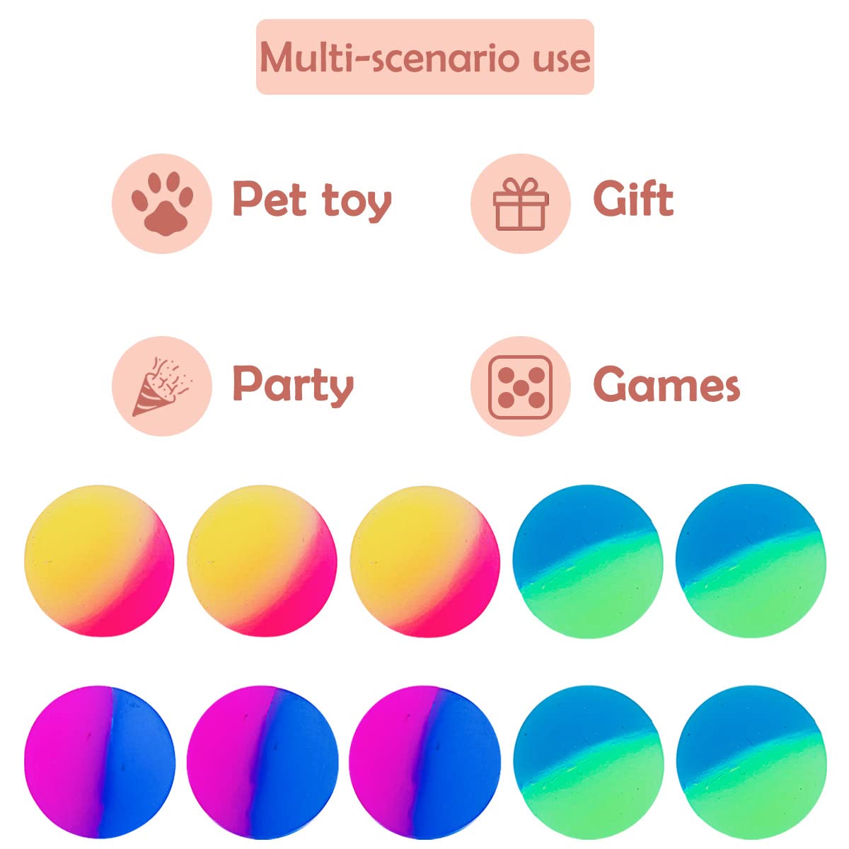 Bolas de goma PET SHOW resistentes para juego seguro y duradero.