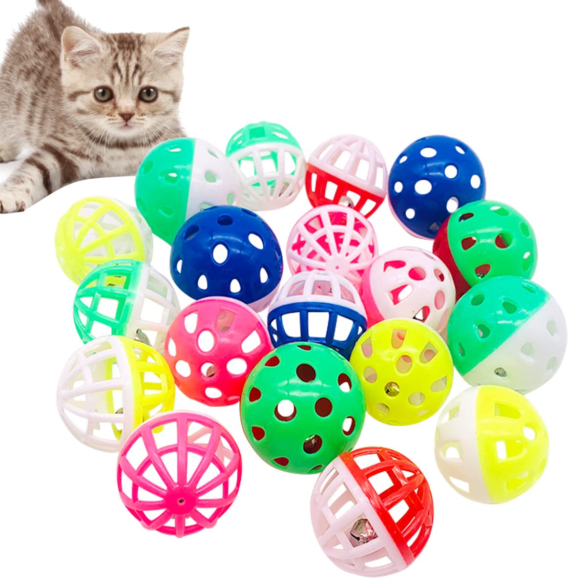 PET SHOW bolas gato con sonajero, tamaño 1.57 pulgadas, ideal para juego interior.