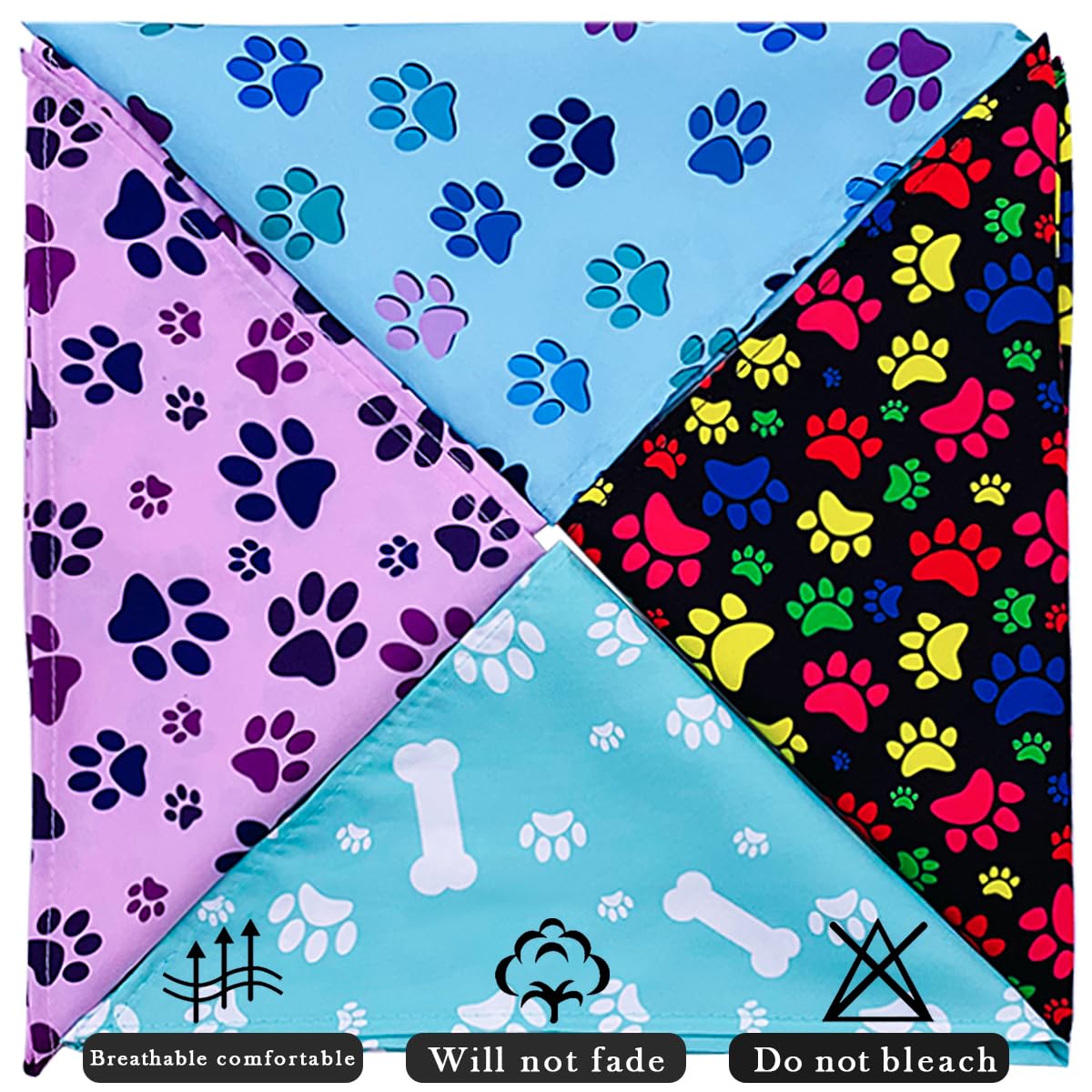PET SHOW pañuelos triangulares con patitas para perros medianos, duraderos y lavables