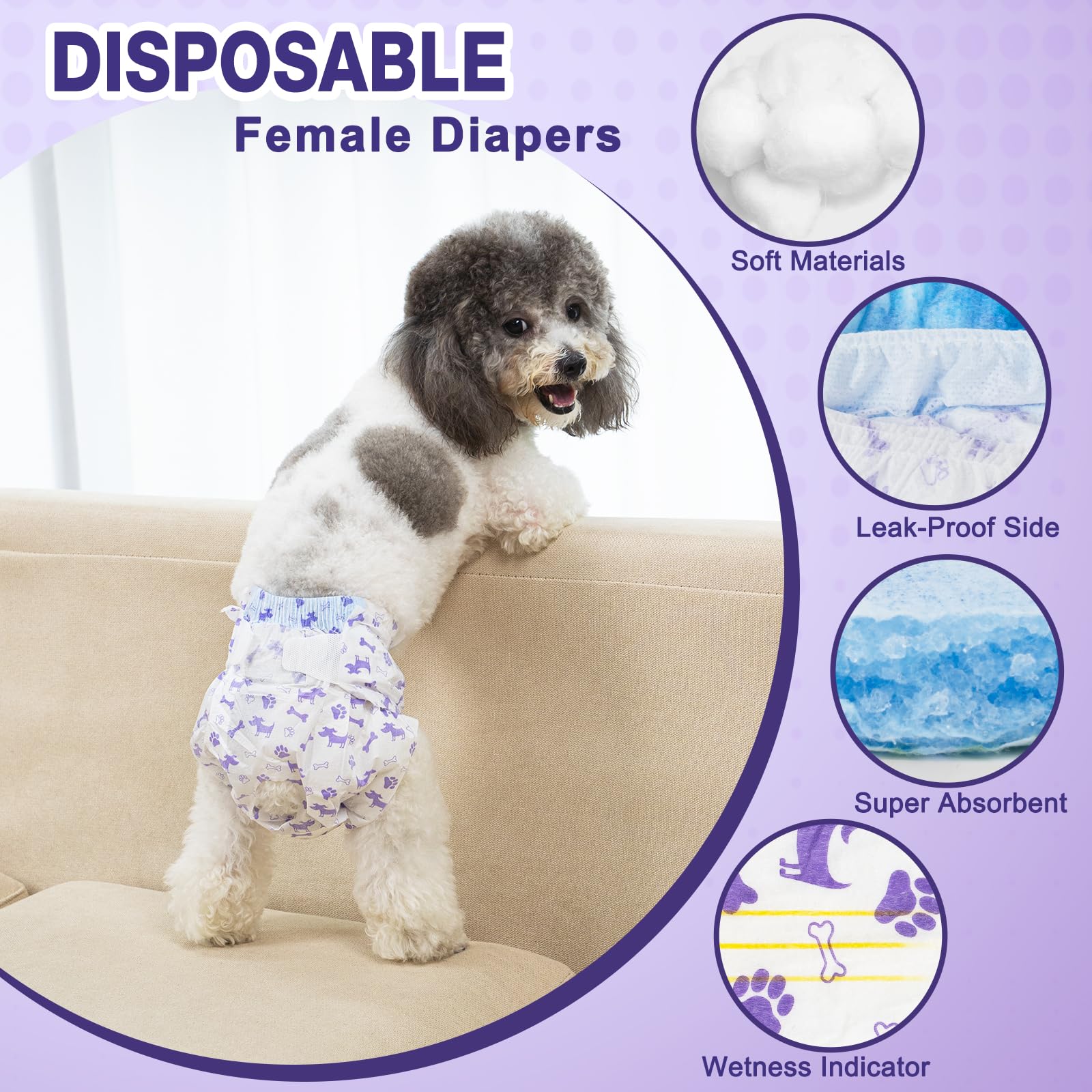 Pañales Pet Soft con indicador de humedad para facilitar el cambio.