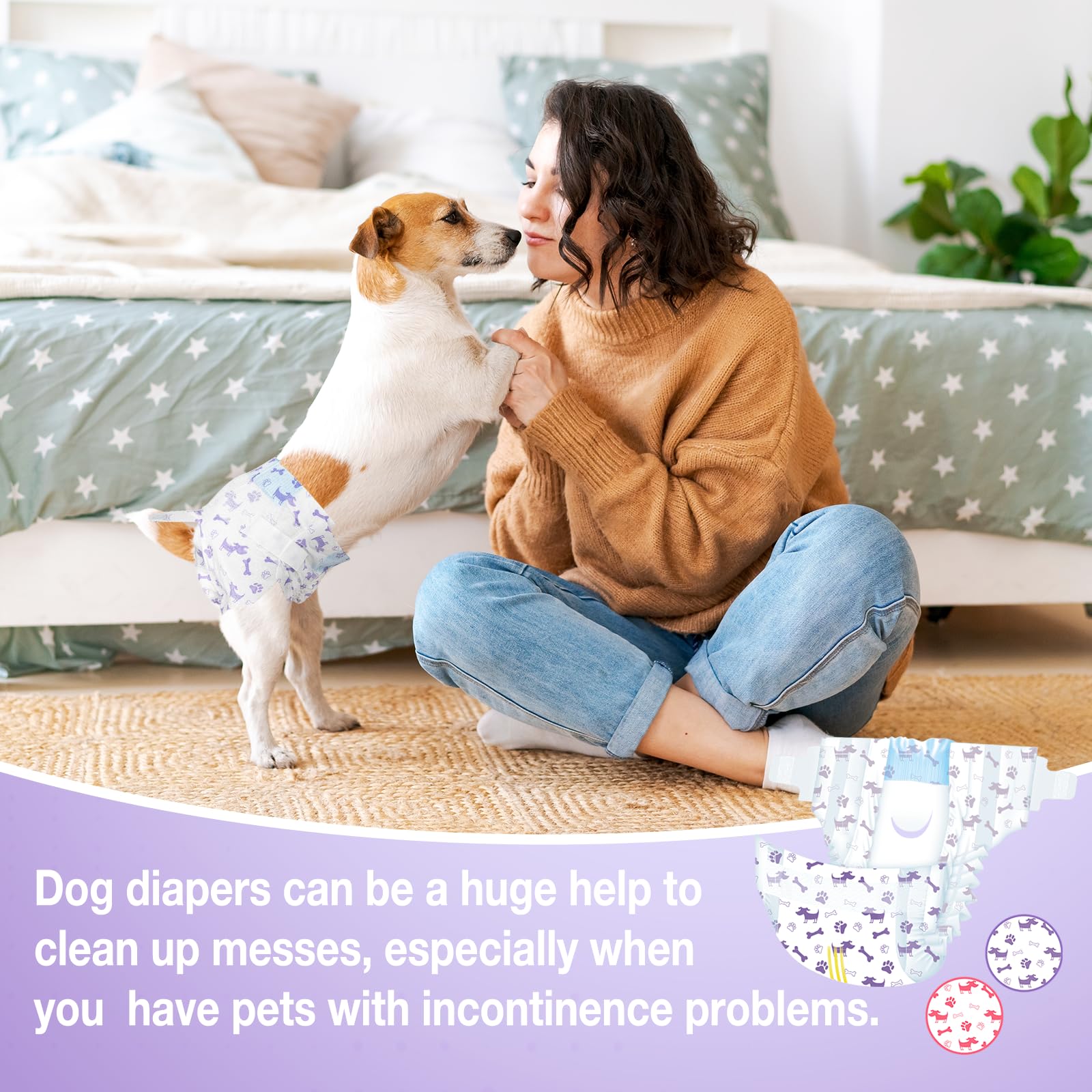 Pet Soft pañales femeninos para perro, tela transpirable para uso diario.