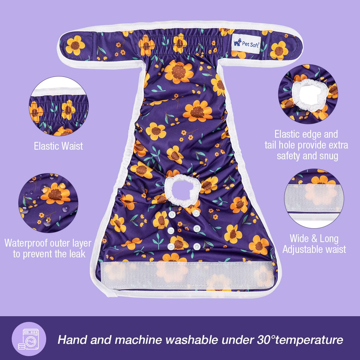 Pañales Pet Soft en tallas XS a XL para diversas perras