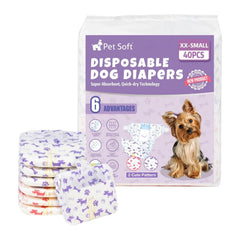 Pañales Pet Soft para perra hembra XXS con indicador de humedad, ideal para mascotas pequeñas.