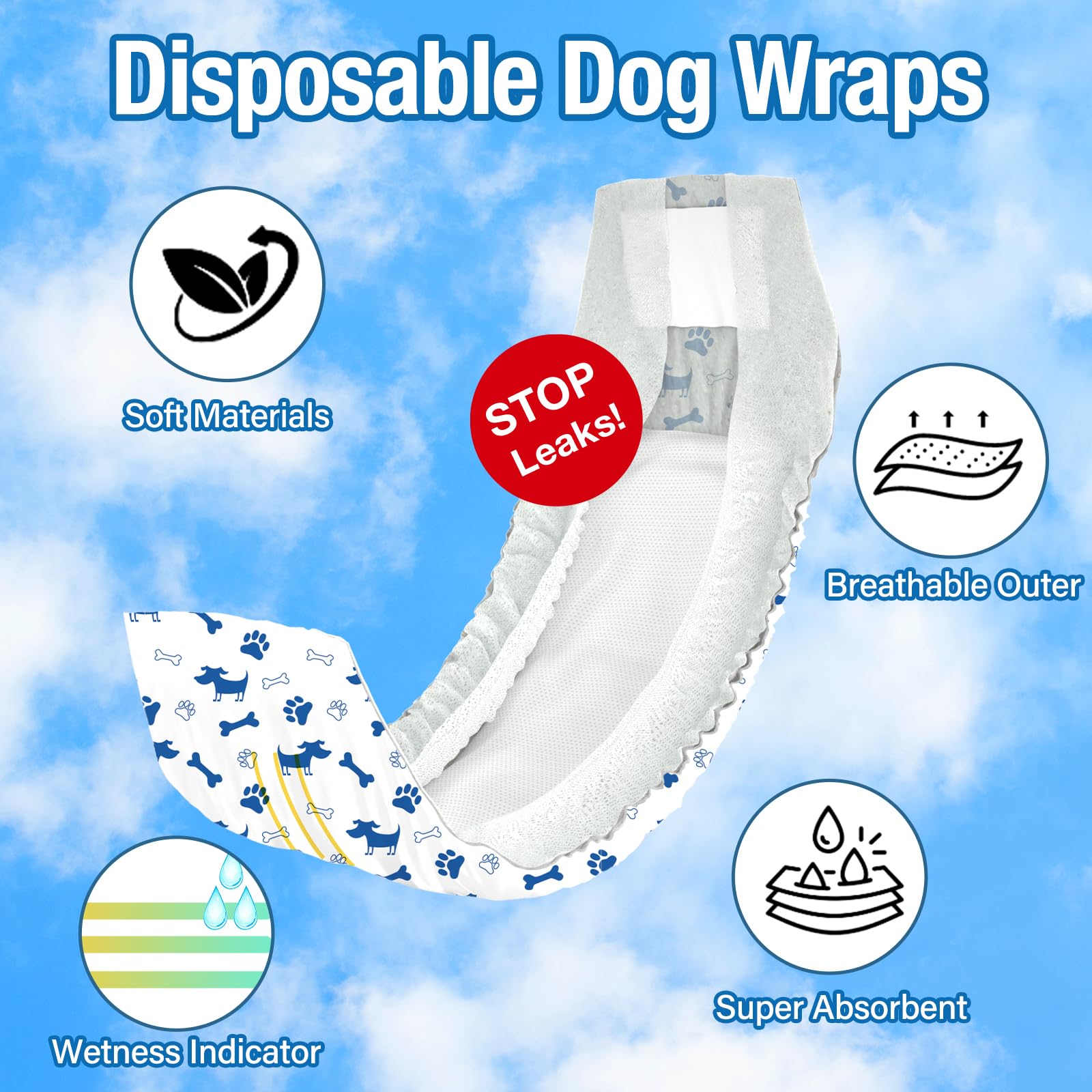 Panales Pet Soft para perro macho xsmall, cinta velcro ajustable para un ajuste seguro.
