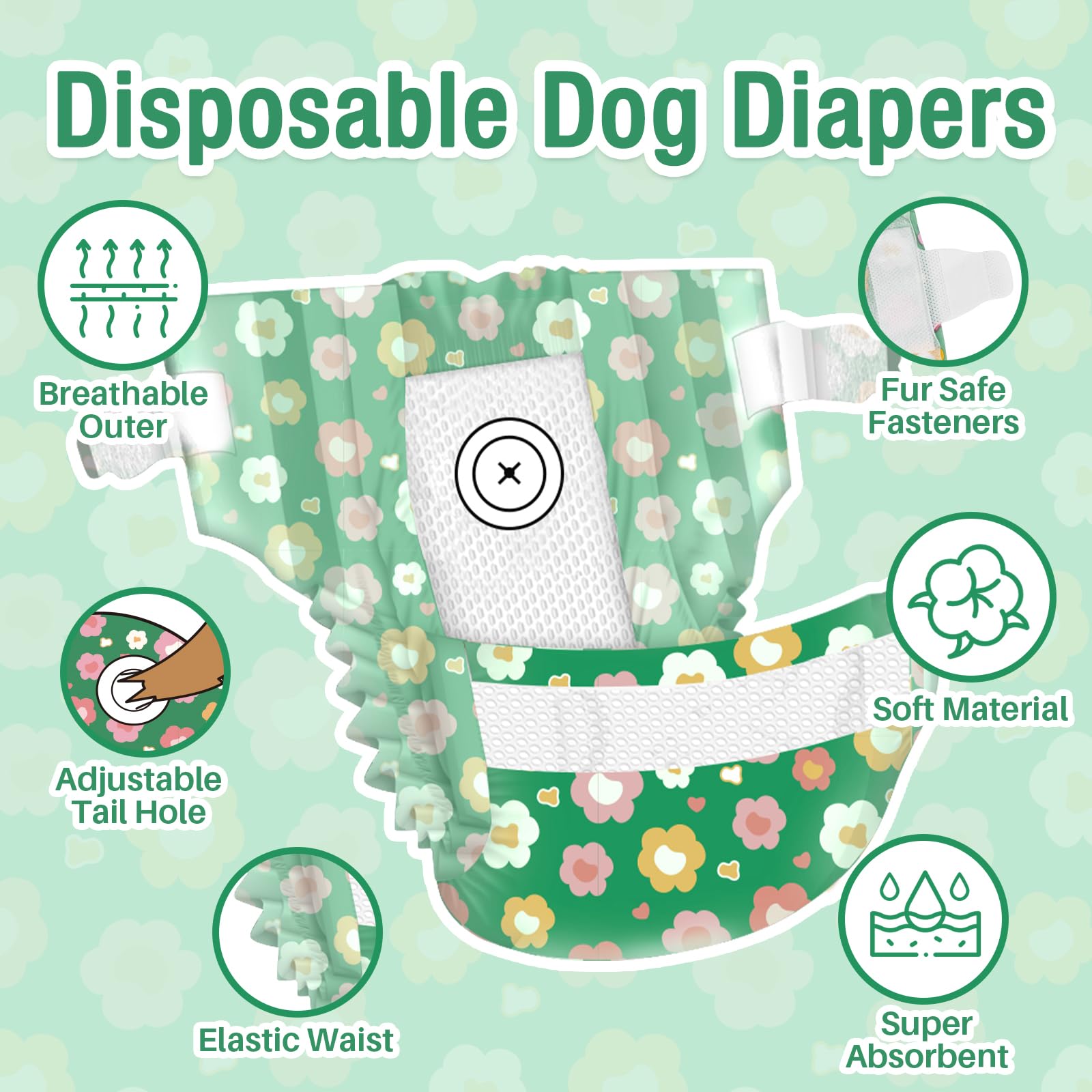 Pañales desechables Pet Soft para perros pequeños con ajuste cómodo de cintura.