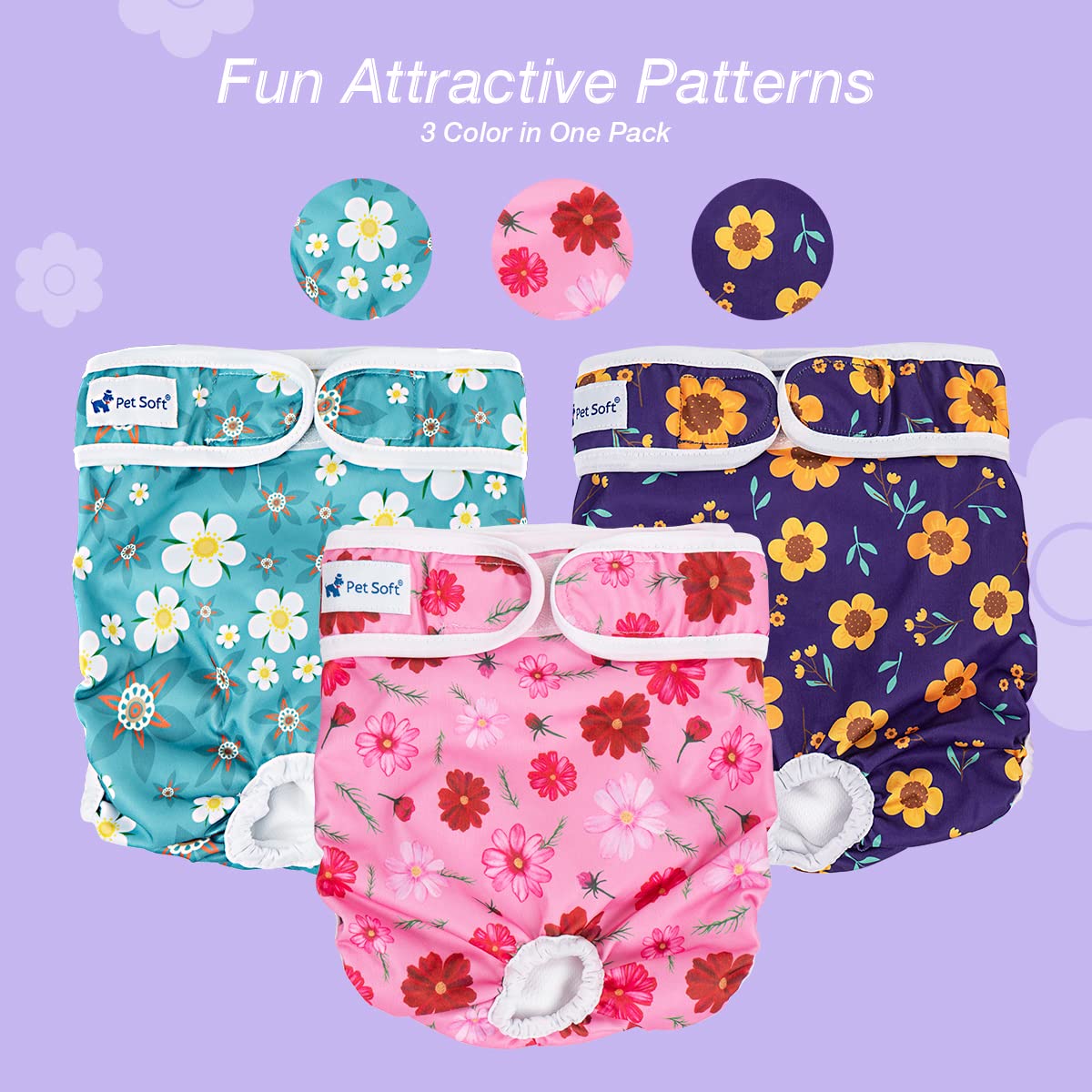 Pet Soft patrones de flores, diseño elegante para días activos.