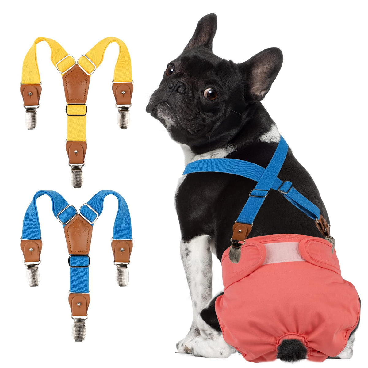 Suspensores Pet Soft ajuste-tallas para pañales de perro, evitando caídas.