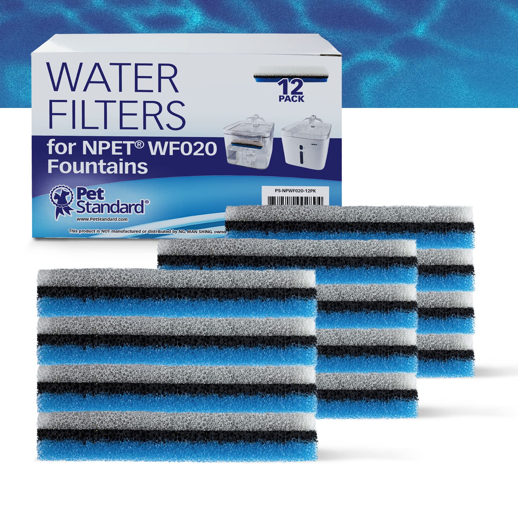 PET STANDARD filtro rectangular WF020 visto de costado, reduce impurezas para un sabor limpio.
