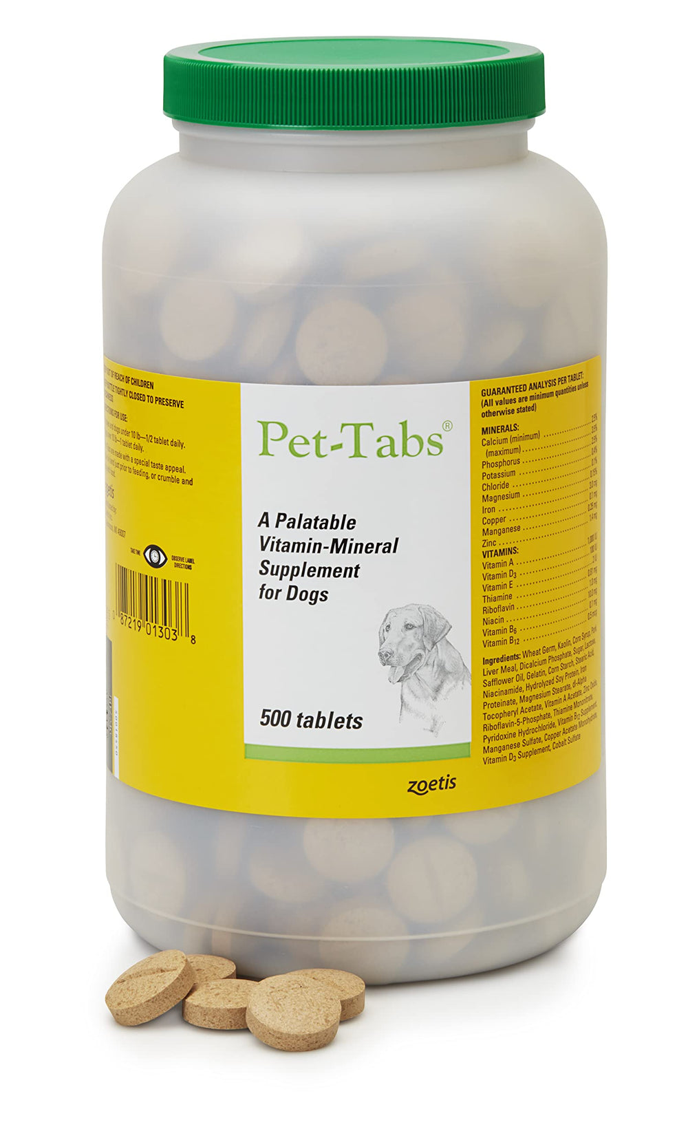 Pet-Tabs: botella de 500 tabletas, ideal para hogares con varias mascotas