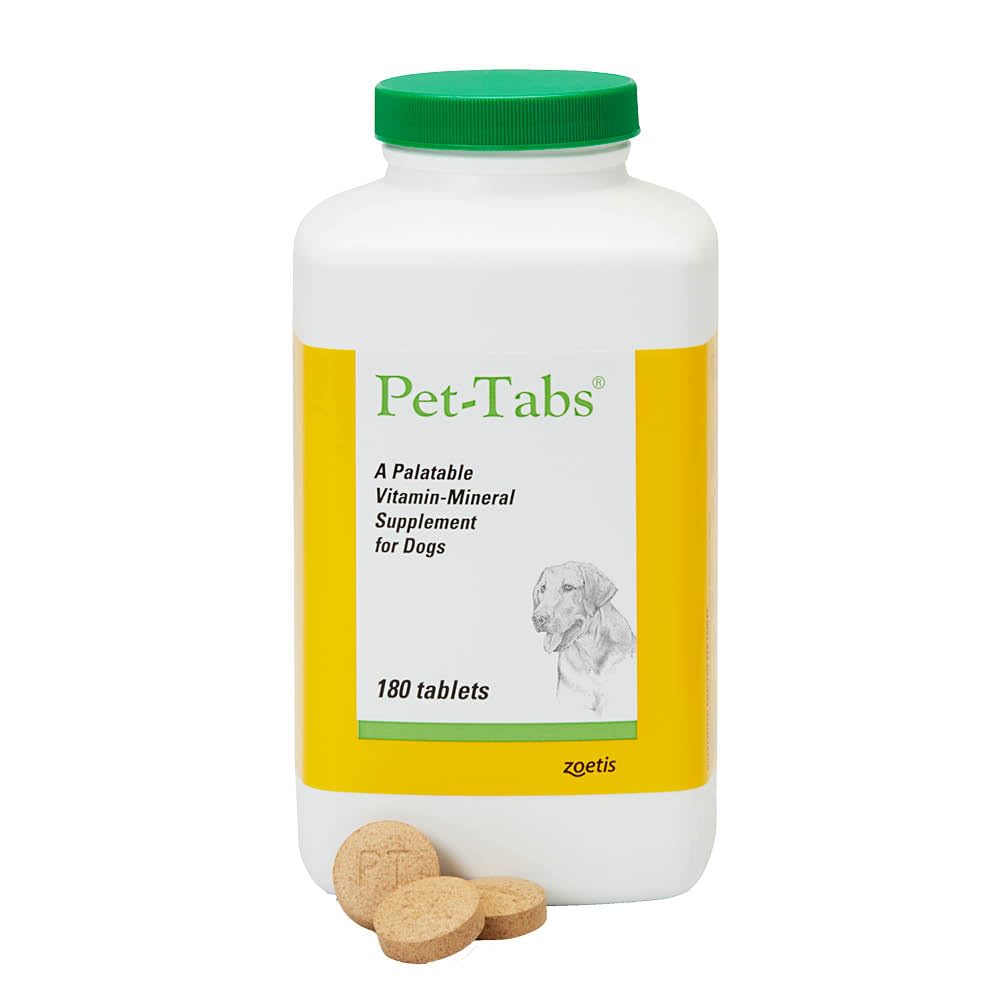 Pet-Tabs tableta masticable sabor hígado para perros, palatabilidad alta.