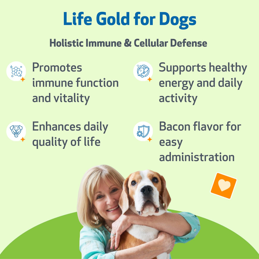 Pet Wellbeing Life Gold: frasco 2 oz con etiqueta detallada.