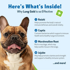 Pet Wellbeing Lung Gold sello NASC garantiza calidad respaldada por pruebas externas.