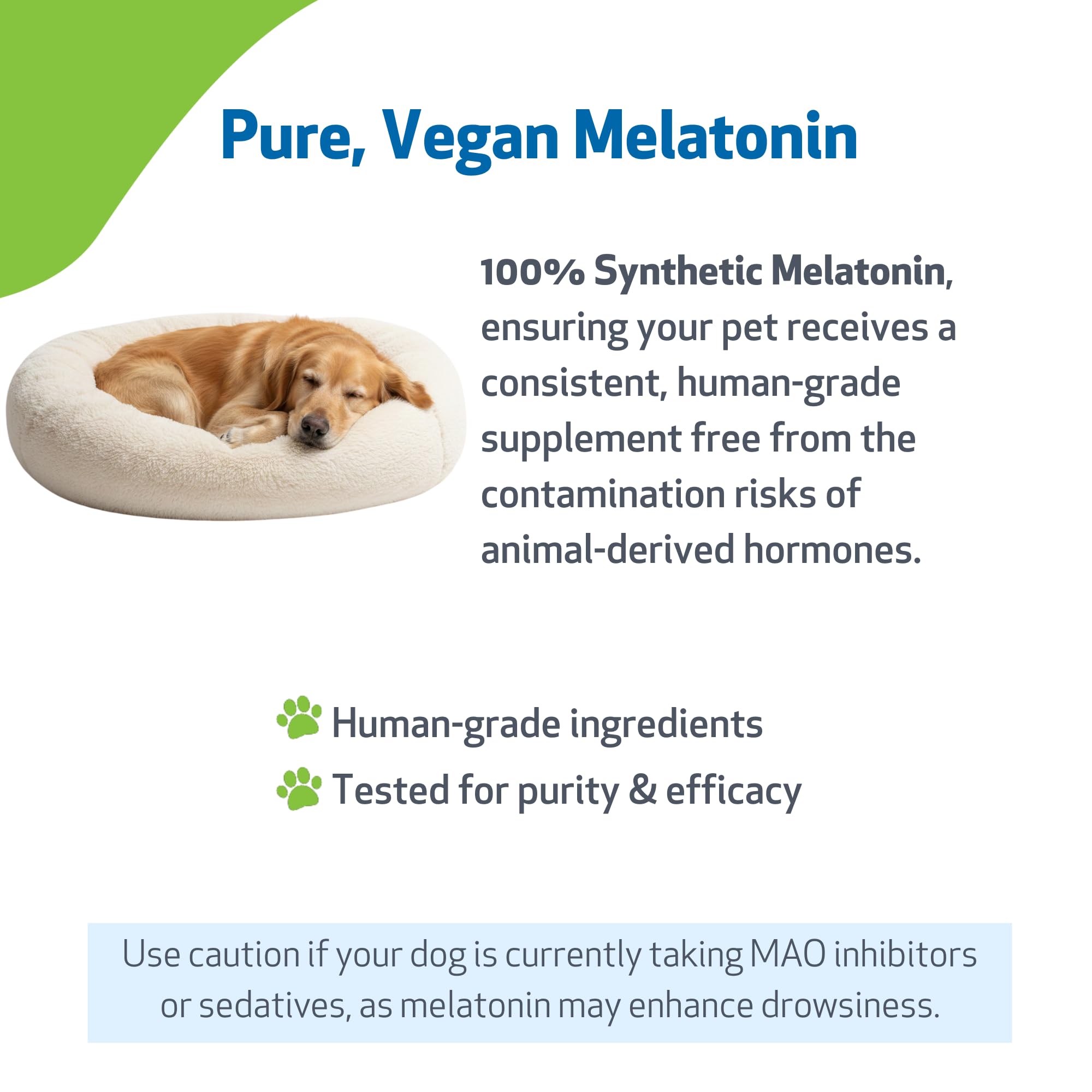 Pet Wellbeing Melatonina para perros – etiqueta informativa clara