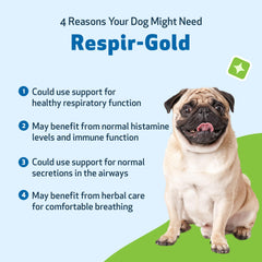 Pet Wellbeing Respir-Gold gotas, dosificación precisa para respiración cómoda.
