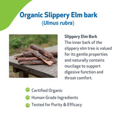 Pet Wellbeing Slippery Elm, dosis fácil para uso diario en perros.