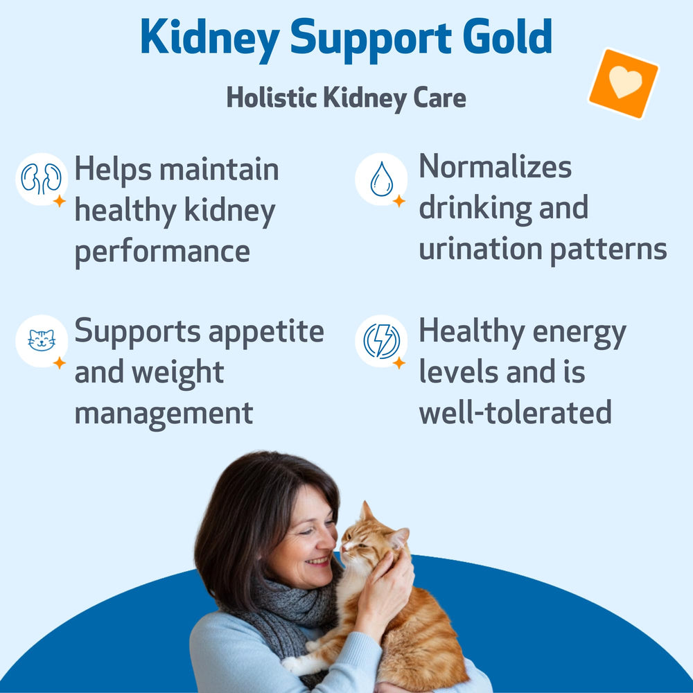 Pet Wellbeing Soporte Renal Oro: etiqueta clara para medir dosis con precisión.