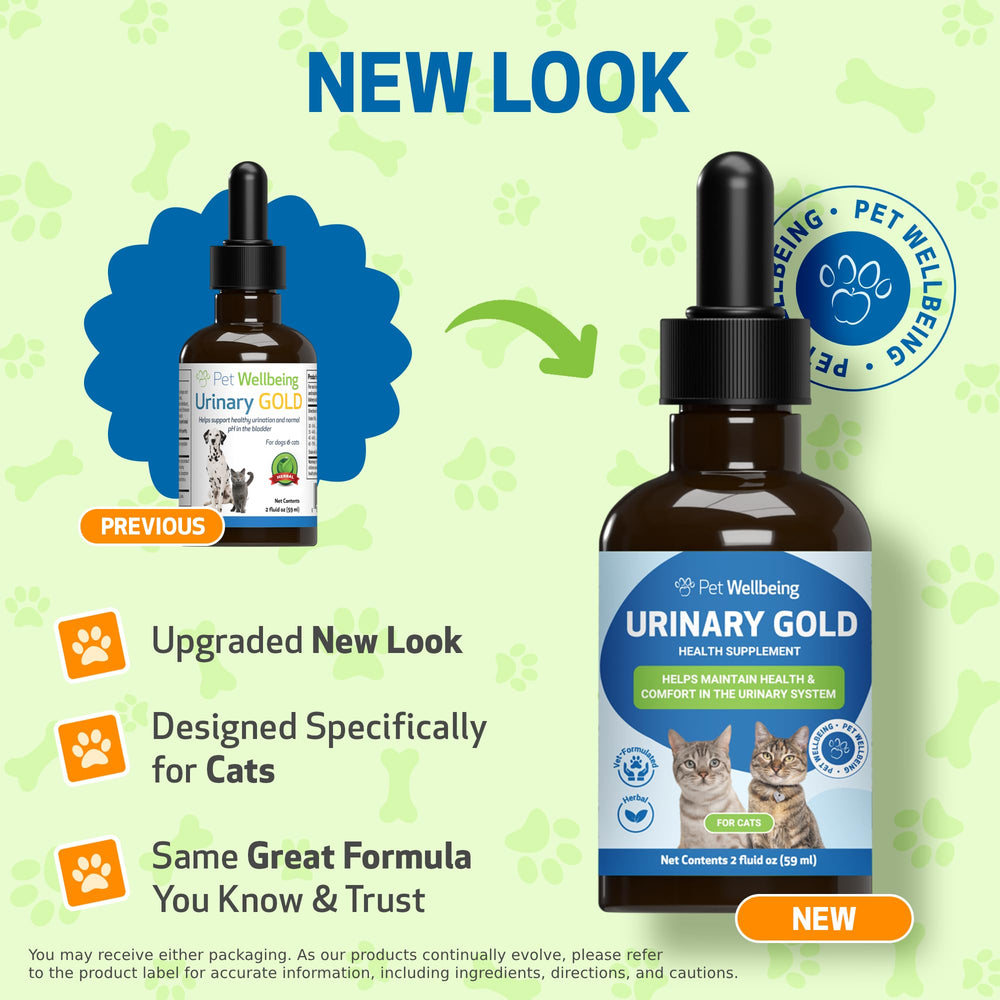 Pet Wellbeing Urinary Gold gotas para dosificar fácil y soporte del tracto urinario.
