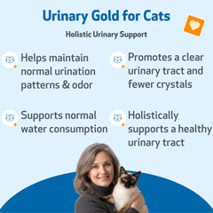 Pet Wellbeing Urinary Gold mezcla herbal para mantener la salud urinaria de gatos.