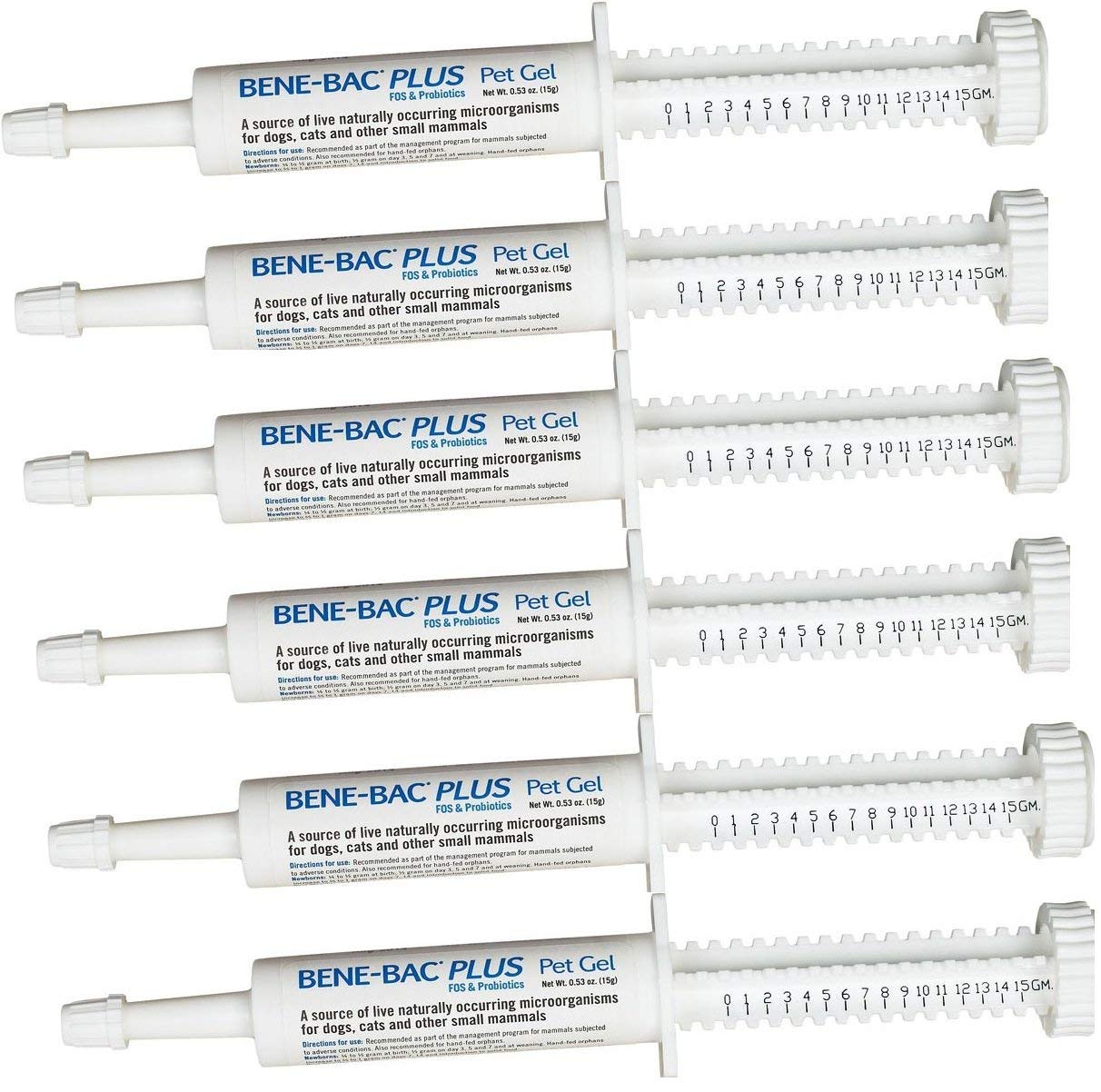 PetAg Bene-Bac Gel en jeringa de 15 g, promueve la salud digestiva en mascotas.