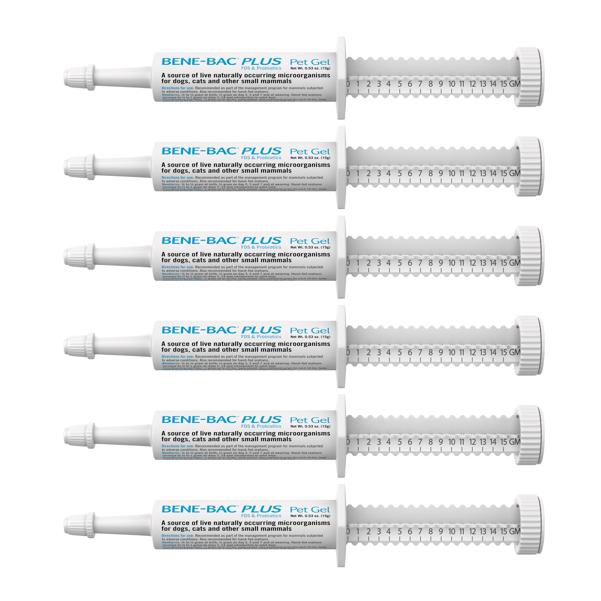 PetAg Bene-Bac Plus Gel en tubo de 15 g para apoyo digestivo diario.