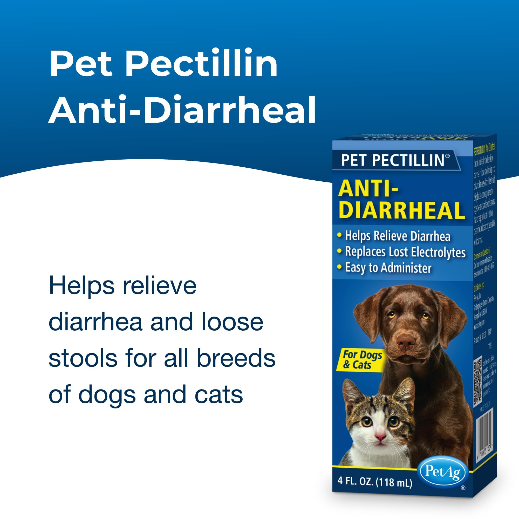 PetAg Pet Pectillin, formulación con pectina y kaolín para heces más firmes.