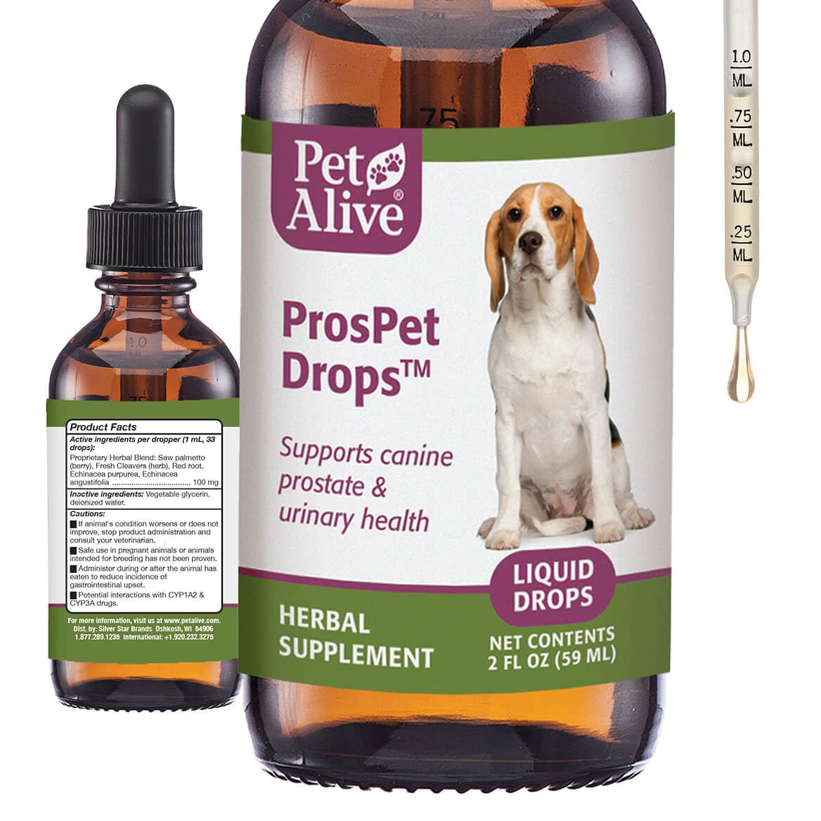 PetAlive ProsPet Drops: botella de 59 ml para apoyar próstata y tracto urinario en perros