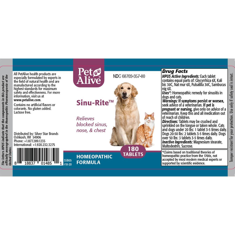 PetAlive Sinu-Rite: uso diario sencillo para apoyar la salud nasal de mascotas.