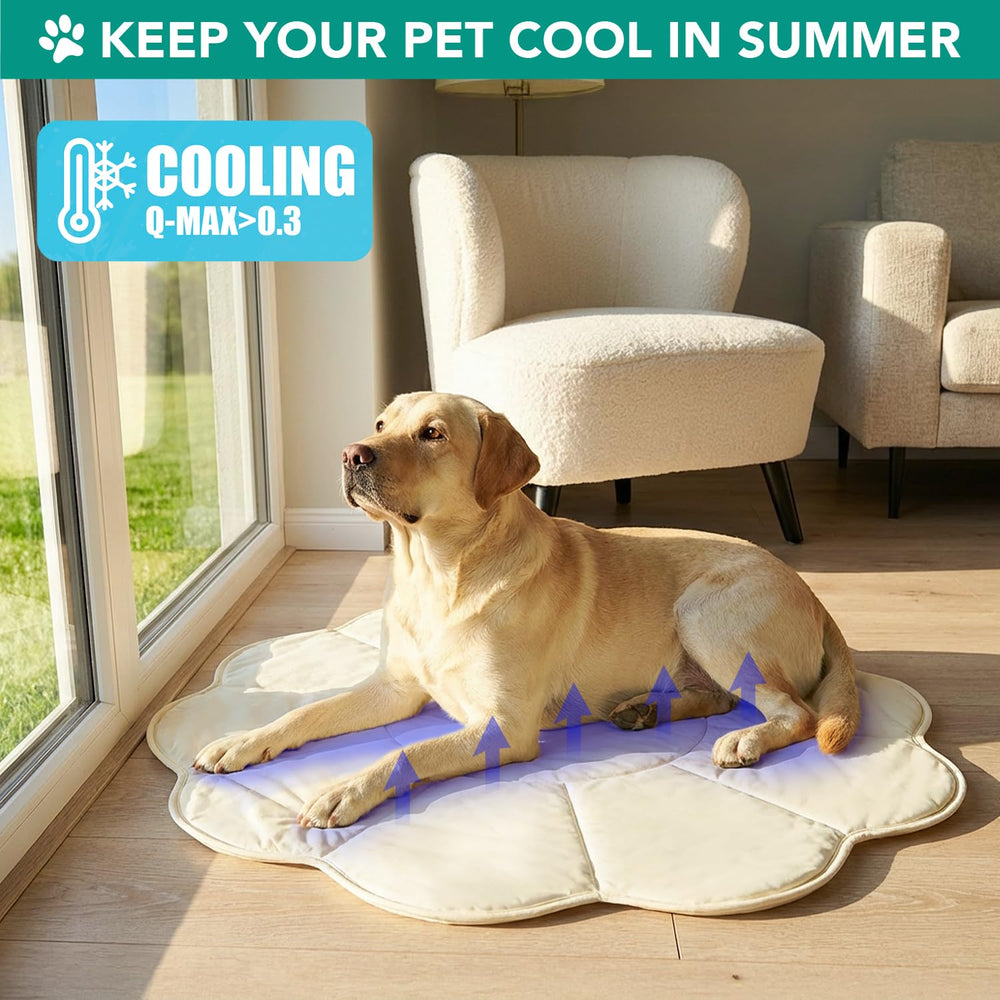 PetAmi Alfombra reversible de nylon frío para perros y gatos, beige y envolvente