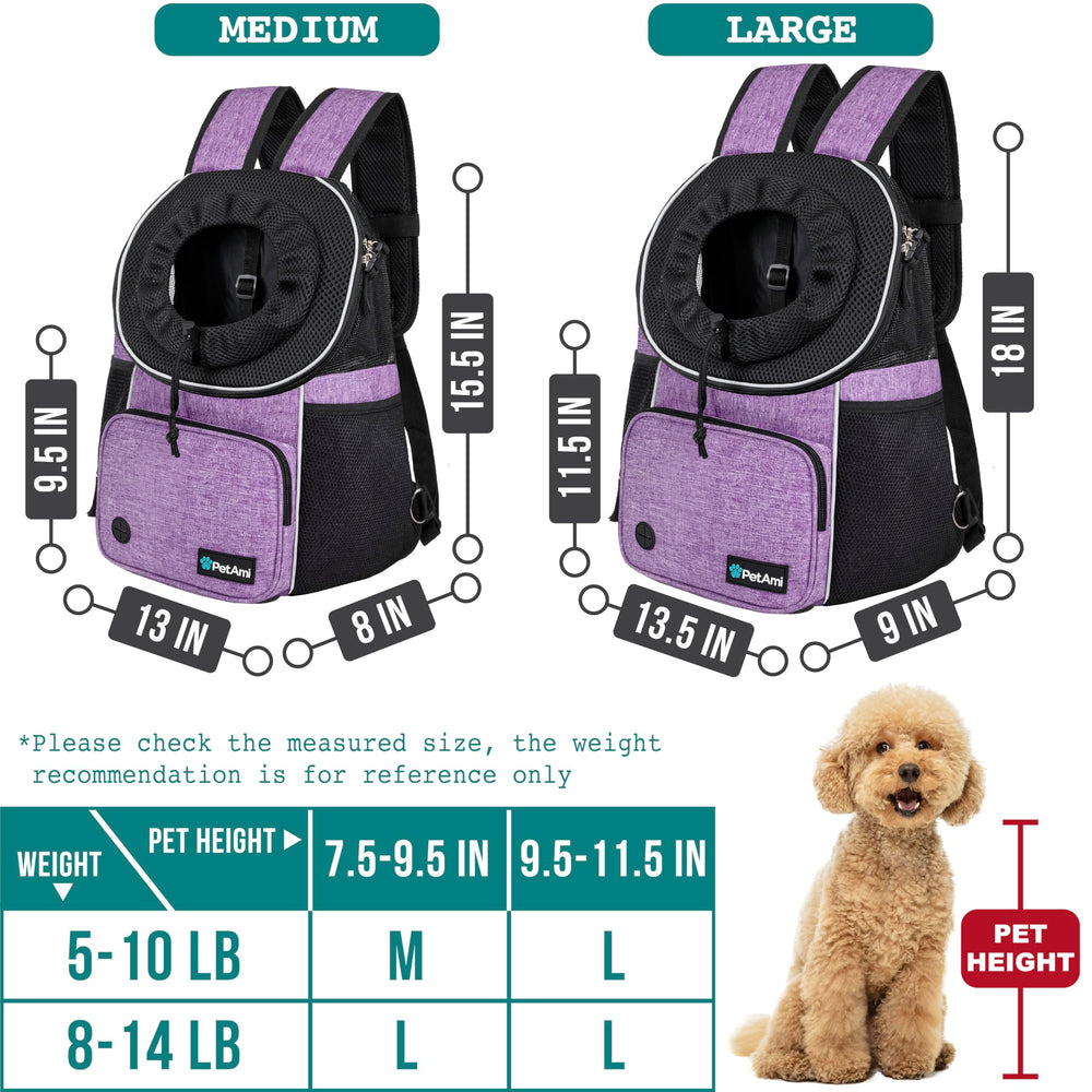 PetAmi bolso frontal para perro y gato con dispensador de bolsas para salidas