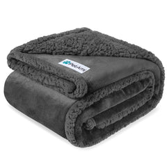 PetAmi Manta Impermeable para Perros y Gatos | Protege Muebles, Sherpa, Reversible y Lavable 60x40 – Gris
