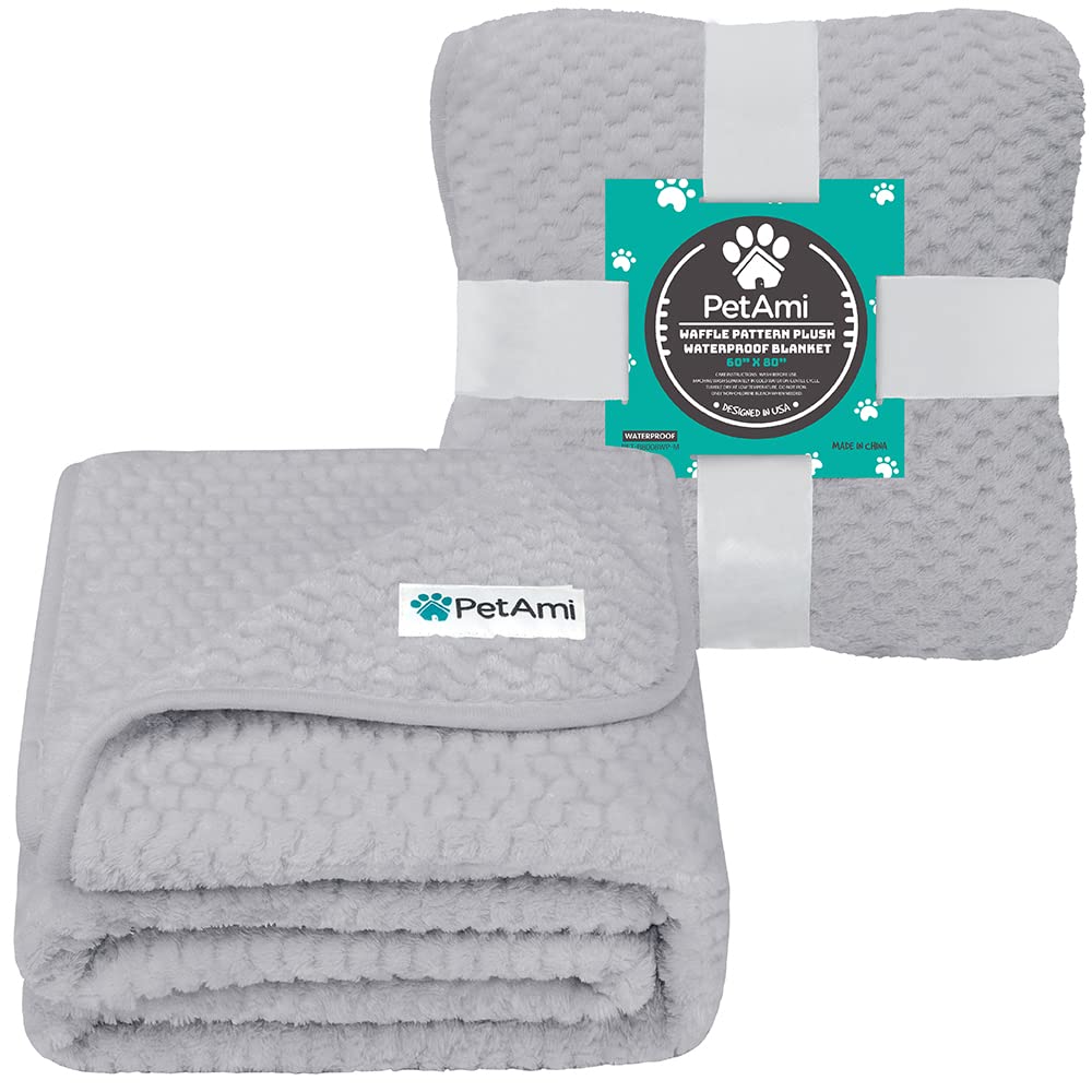 PetAmi Manta gris claro, protección duradera para sofá frente a manchas.