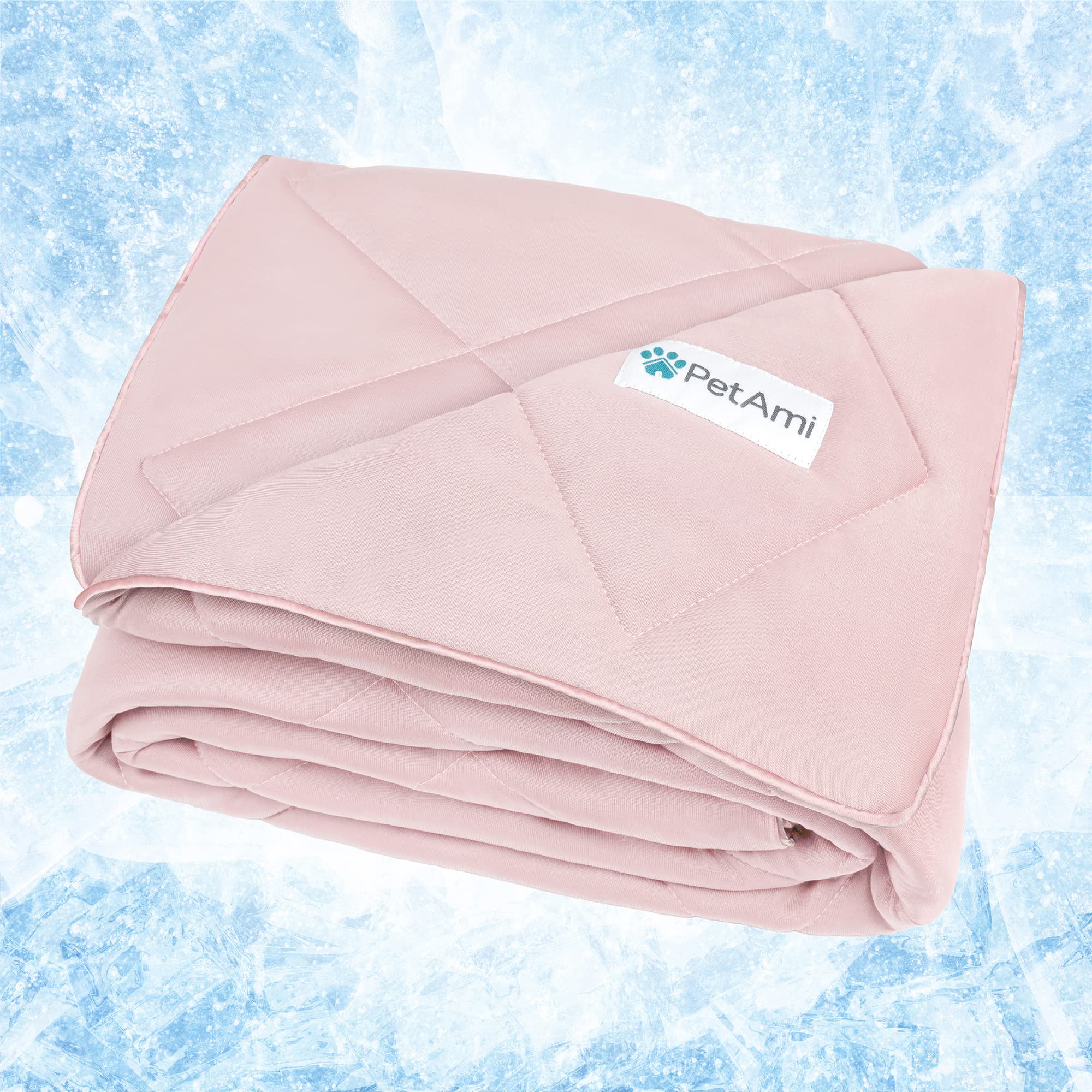 Manta refrescante PetAmi para perros en rosa, tacto suave y enfriamiento cómodo para descansar.